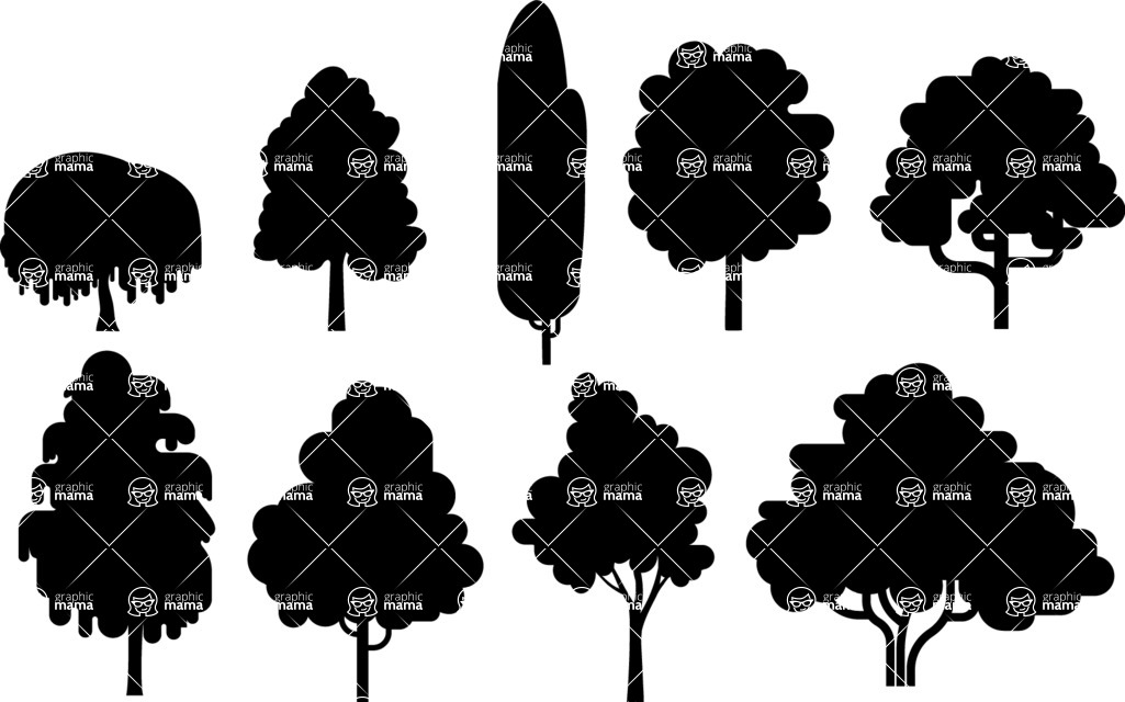 Vector silhouettes - Simple Tree Icon Silhouettes